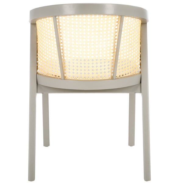 Safavieh Edan Dining Chair - Mid-Century Modern Design With Rattan-Textured Barrel Back For Stylish Comfort Grey / Natural DCH1500J
