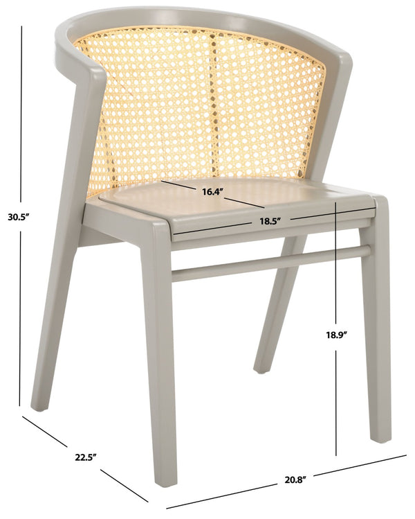 Safavieh Edan Dining Chair - Mid-Century Modern Design With Rattan-Textured Barrel Back For Stylish Comfort Grey / Natural DCH1500J