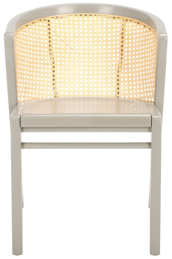 Safavieh Edan Dining Chair - Mid-Century Modern Design With Rattan-Textured Barrel Back For Stylish Comfort Grey / Natural DCH1500J