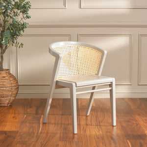 Safavieh Edan Dining Chair - Mid-Century Modern Design With Rattan-Textured Barrel Back For Stylish Comfort Grey / Natural DCH1500J