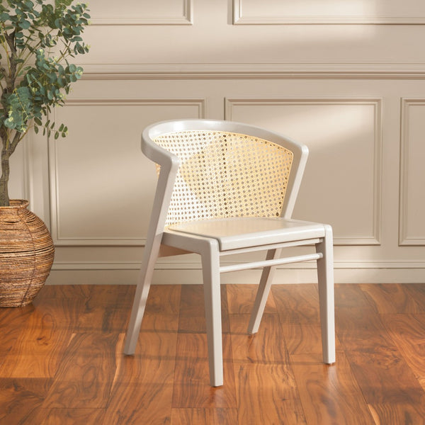 Safavieh Edan Dining Chair - Mid-Century Modern Design With Rattan-Textured Barrel Back For Stylish Comfort Grey / Natural DCH1500J