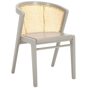 Safavieh Edan Dining Chair - Mid-Century Modern Design With Rattan-Textured Barrel Back For Stylish Comfort Grey / Natural DCH1500J