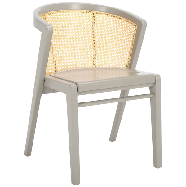 Safavieh Edan Dining Chair - Mid-Century Modern Design With Rattan-Textured Barrel Back For Stylish Comfort Grey / Natural DCH1500J