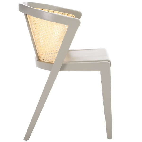 Safavieh Edan Dining Chair - Mid-Century Modern Design With Rattan-Textured Barrel Back For Stylish Comfort Grey / Natural DCH1500J