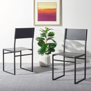 Safavieh LAYNE Dining Chair - Modern Minimalist Design with Sustainable Materials for Stylish Dining Spaces Black DCH3003C-SET2