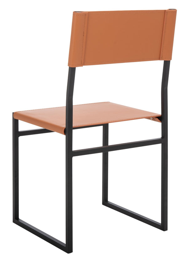 Safavieh LAYNE Dining Chair - Modern Minimalist Design with Sustainable Materials for Stylish Dining Spaces Cognac / Black DCH3003D-SET2