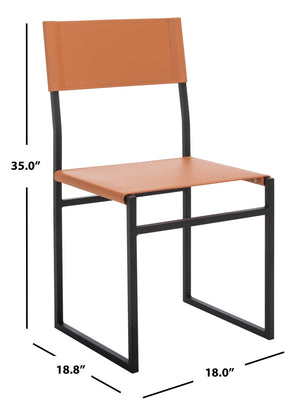 Safavieh LAYNE Dining Chair - Modern Minimalist Design with Sustainable Materials for Stylish Dining Spaces Cognac / Black DCH3003D-SET2