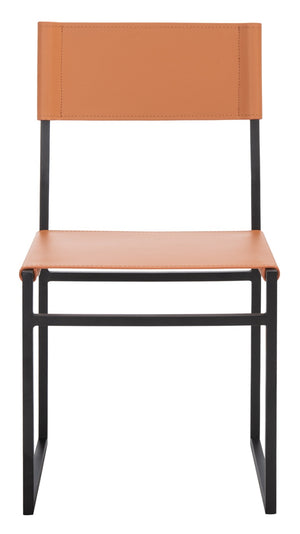 Safavieh LAYNE Dining Chair - Modern Minimalist Design with Sustainable Materials for Stylish Dining Spaces Cognac / Black DCH3003D-SET2