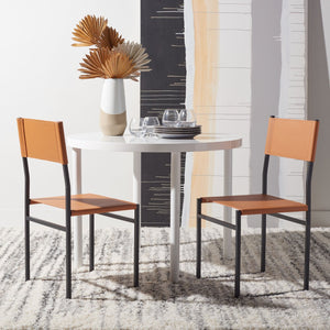 Safavieh LAYNE Dining Chair - Modern Minimalist Design with Sustainable Materials for Stylish Dining Spaces Cognac / Black DCH3003D-SET2