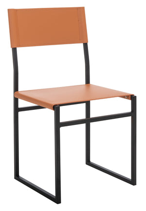 Safavieh LAYNE Dining Chair - Modern Minimalist Design with Sustainable Materials for Stylish Dining Spaces Cognac / Black DCH3003D-SET2