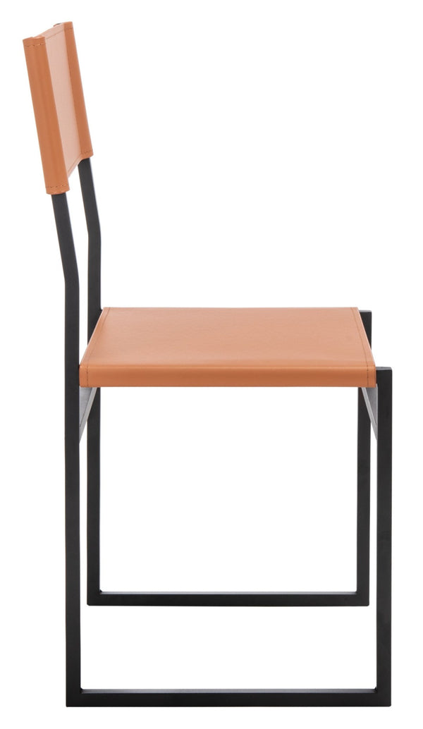 Safavieh LAYNE Dining Chair - Modern Minimalist Design with Sustainable Materials for Stylish Dining Spaces Cognac / Black DCH3003D-SET2