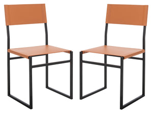 Safavieh LAYNE Dining Chair - Modern Minimalist Design with Sustainable Materials for Stylish Dining Spaces Cognac / Black DCH3003D-SET2