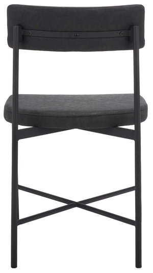 Safavieh ARCHER Dining Chair Set of Two - Mid-Century Modern Style with Cushioned PU Leather Comfort Black DCH3004C-SET2