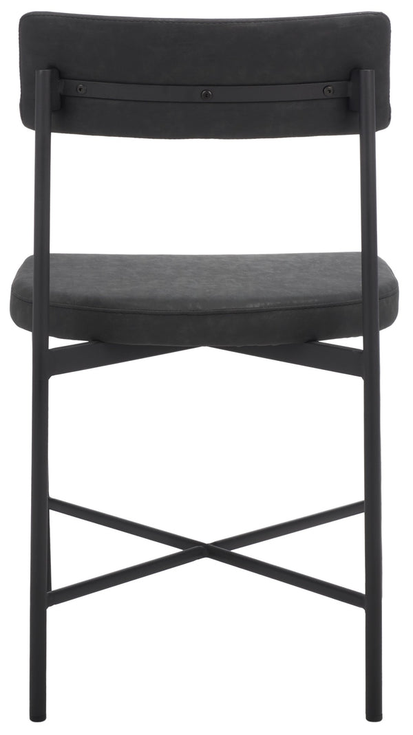 Safavieh ARCHER Dining Chair Set of Two - Mid-Century Modern Style with Cushioned PU Leather Comfort Black DCH3004C-SET2