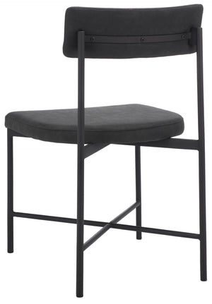 Safavieh ARCHER Dining Chair Set of Two - Mid-Century Modern Style with Cushioned PU Leather Comfort Black DCH3004C-SET2
