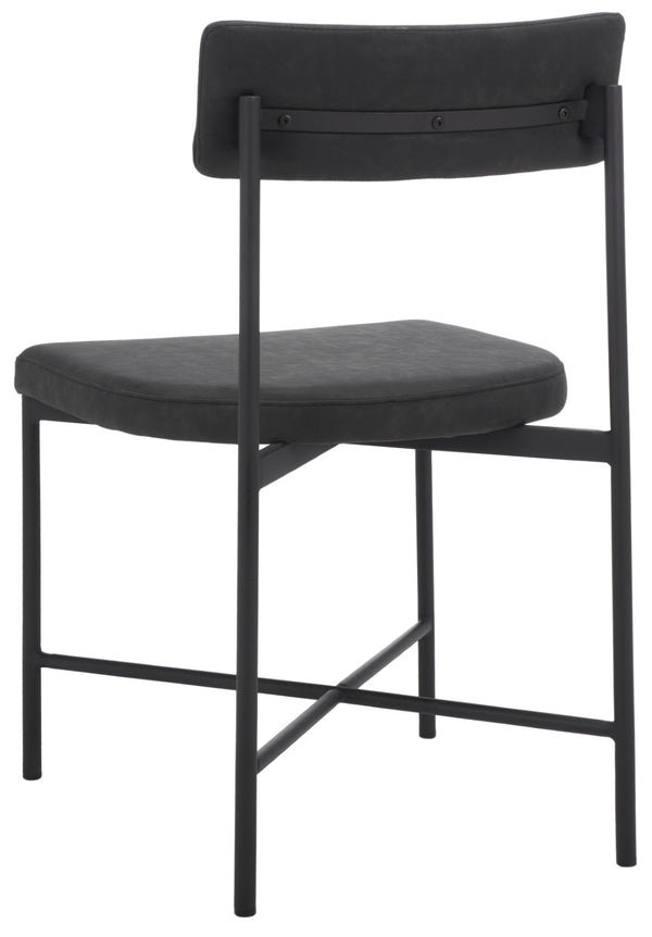 Safavieh ARCHER Dining Chair Set of Two - Mid-Century Modern Style with Cushioned PU Leather Comfort Black DCH3004C-SET2