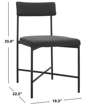Safavieh ARCHER Dining Chair Set of Two - Mid-Century Modern Style with Cushioned PU Leather Comfort Black DCH3004C-SET2