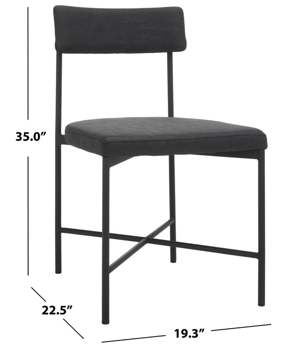 Safavieh ARCHER Dining Chair Set of Two - Mid-Century Modern Style with Cushioned PU Leather Comfort Black DCH3004C-SET2