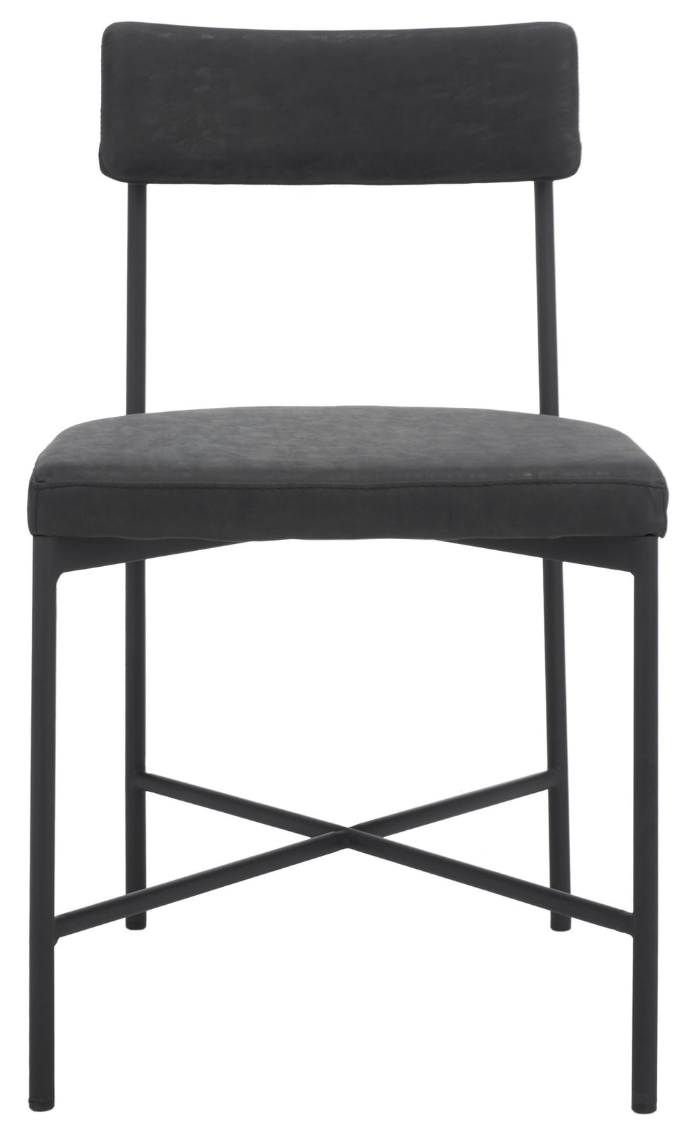 Safavieh ARCHER Dining Chair Set of Two - Mid-Century Modern Style with Cushioned PU Leather Comfort Black DCH3004C-SET2