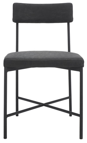 Safavieh ARCHER Dining Chair Set of Two - Mid-Century Modern Style with Cushioned PU Leather Comfort Black DCH3004C-SET2