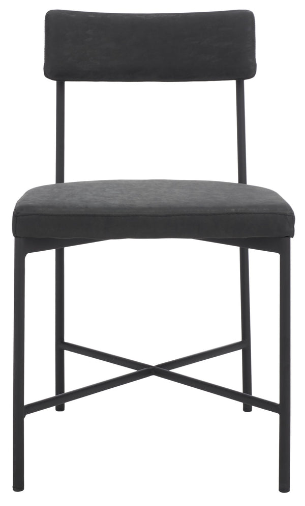 Safavieh ARCHER Dining Chair Set of Two - Mid-Century Modern Style with Cushioned PU Leather Comfort Black DCH3004C-SET2