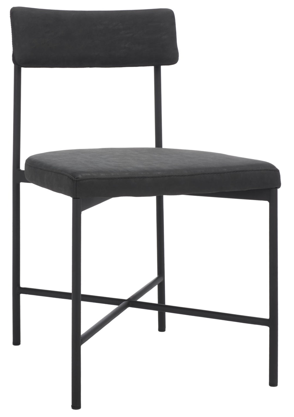 Safavieh ARCHER Dining Chair Set of Two - Mid-Century Modern Style with Cushioned PU Leather Comfort Black DCH3004C-SET2