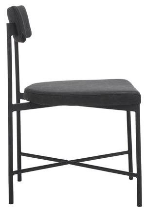 Safavieh ARCHER Dining Chair Set of Two - Mid-Century Modern Style with Cushioned PU Leather Comfort Black DCH3004C-SET2