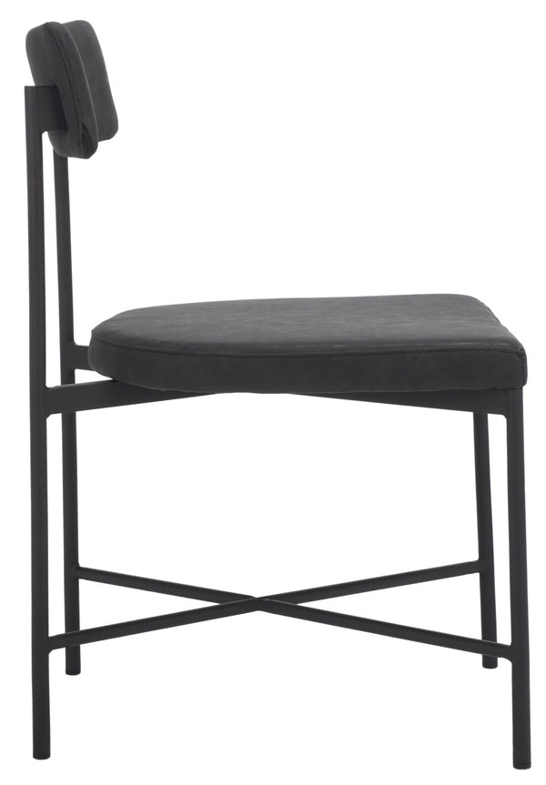 Safavieh ARCHER Dining Chair Set of Two - Mid-Century Modern Style with Cushioned PU Leather Comfort Black DCH3004C-SET2