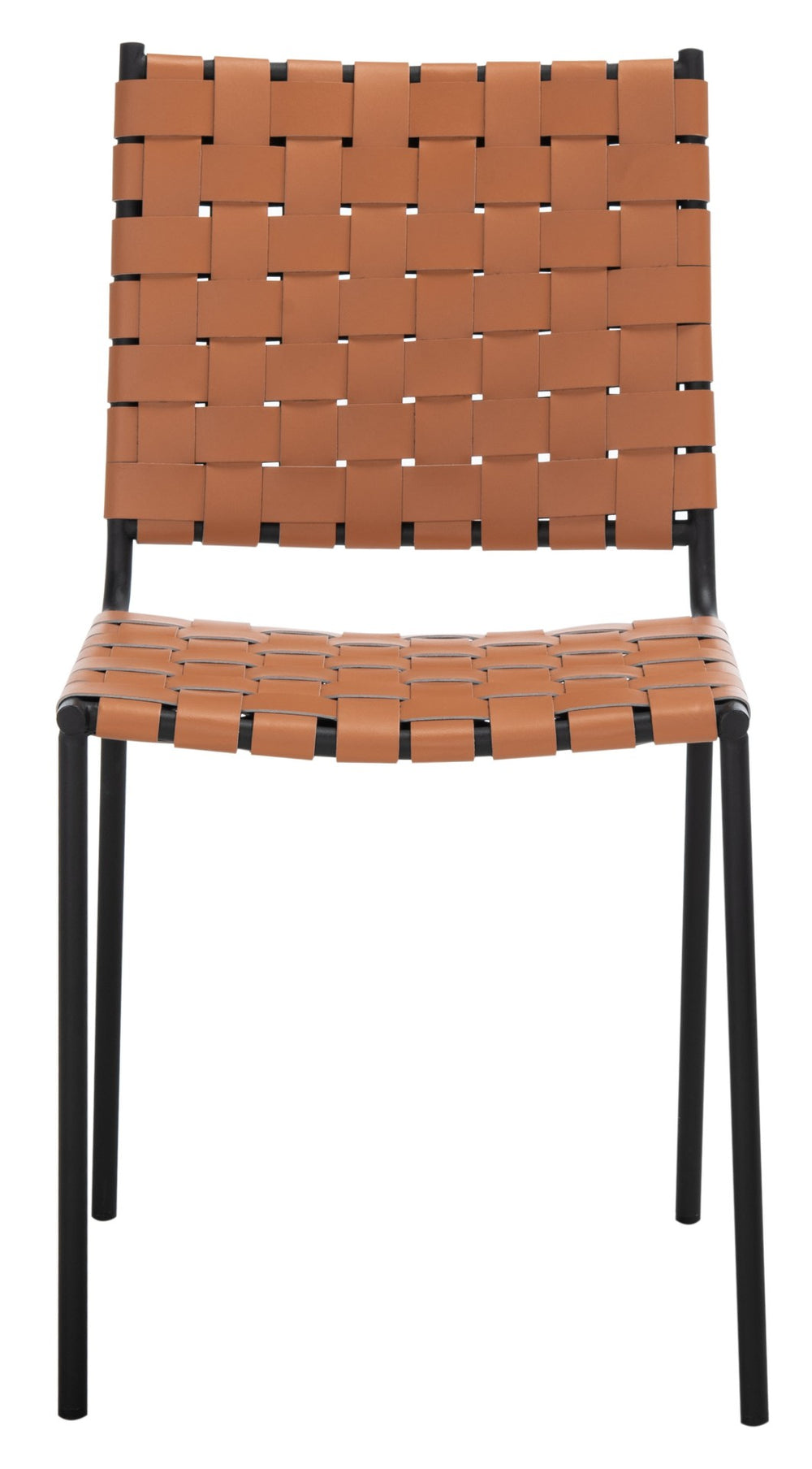 Safavieh WESSON Woven Dining Chair Set of Two: Modern Minimalism Meets Tactile Luxury for Your Home Cognac / Black DCH3005B-SET2