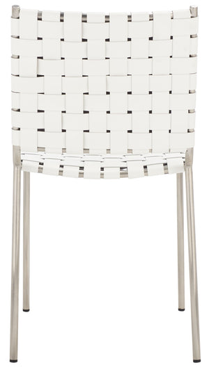 Safavieh WESSON Woven Dining Chair Set of Two: Modern Minimalism Meets Tactile Luxury for Your Home White / Silver DCH3005C-SET2