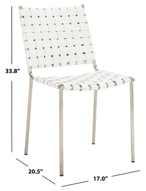 Safavieh WESSON Woven Dining Chair Set of Two: Modern Minimalism Meets Tactile Luxury for Your Home White / Silver DCH3005C-SET2