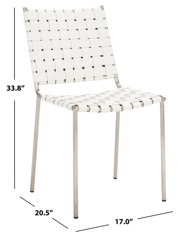 Safavieh WESSON Woven Dining Chair Set of Two: Modern Minimalism Meets Tactile Luxury for Your Home White / Silver DCH3005C-SET2
