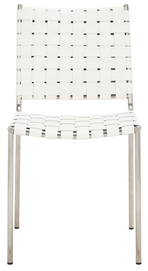 Safavieh WESSON Woven Dining Chair Set of Two: Modern Minimalism Meets Tactile Luxury for Your Home White / Silver DCH3005C-SET2