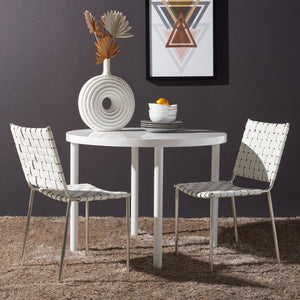 Safavieh WESSON Woven Dining Chair Set of Two: Modern Minimalism Meets Tactile Luxury for Your Home White / Silver DCH3005C-SET2