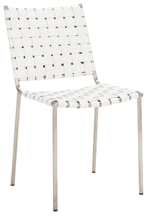 Safavieh WESSON Woven Dining Chair Set of Two: Modern Minimalism Meets Tactile Luxury for Your Home White / Silver DCH3005C-SET2