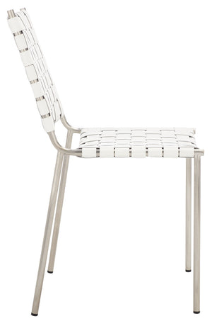 Safavieh WESSON Woven Dining Chair Set of Two: Modern Minimalism Meets Tactile Luxury for Your Home White / Silver DCH3005C-SET2