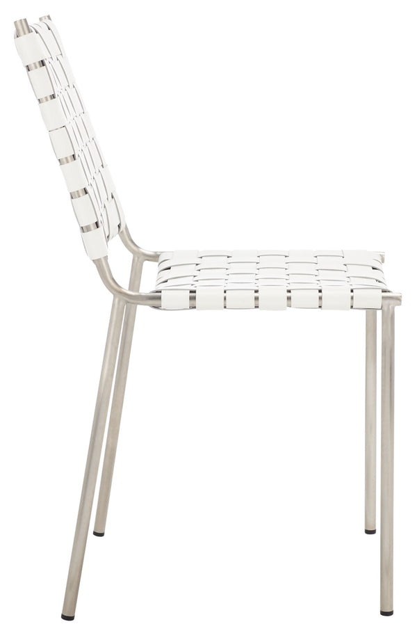 Safavieh WESSON Woven Dining Chair Set of Two: Modern Minimalism Meets Tactile Luxury for Your Home White / Silver DCH3005C-SET2