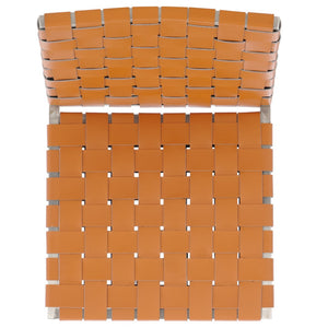 Safavieh RAYNE Woven Dining Chair - Artisanal Leather & Metal Design for Modern Dining Room Elegance Cognac / Silver DCH3006A-SET2
