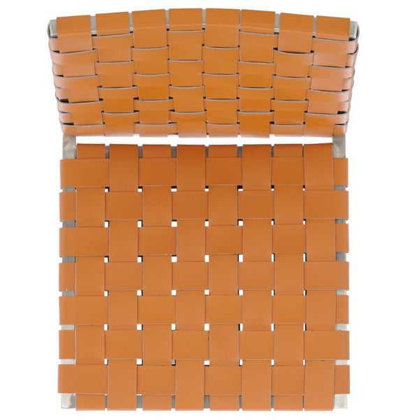 Safavieh RAYNE Woven Dining Chair - Artisanal Leather & Metal Design for Modern Dining Room Elegance Cognac / Silver DCH3006A-SET2