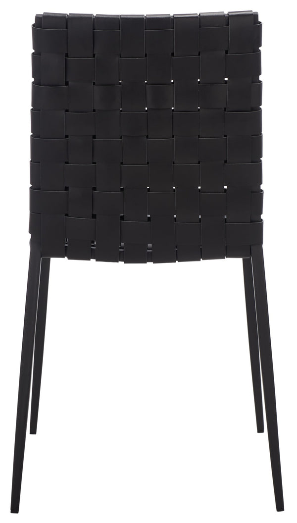 Safavieh RAYNE Woven Dining Chair - Artisanal Leather & Metal Design for Modern Dining Room Elegance Black DCH3006F-SET2