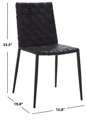 Safavieh RAYNE Woven Dining Chair - Artisanal Leather & Metal Design for Modern Dining Room Elegance Black DCH3006F-SET2