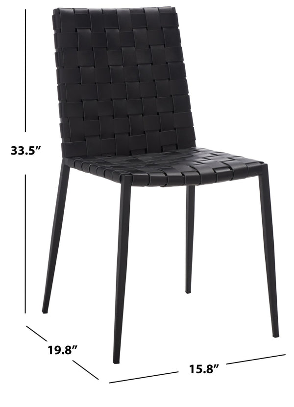 Safavieh RAYNE Woven Dining Chair - Artisanal Leather & Metal Design for Modern Dining Room Elegance Black DCH3006F-SET2