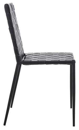 Safavieh RAYNE Woven Dining Chair - Artisanal Leather & Metal Design for Modern Dining Room Elegance Black DCH3006F-SET2