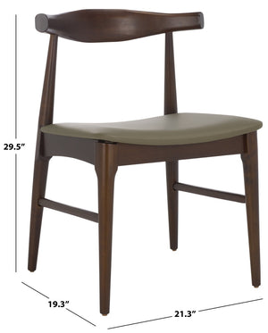 Safavieh ELBOW Dining Chair – Modern Comfort with Elegant Design for Dining Rooms and Multi-Purpose Spaces Olive / Espresso DCH3301A-SET2
