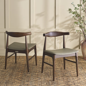 Safavieh Elbow Dining Chair - Exquisite Comfort And Timeless Elegance For Your Dining Room Décor Today! Olive ,Espresso Wood ,Pvc ,Foam Dch3301a-set2