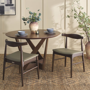 Safavieh Elbow Dining Chair - Exquisite Comfort And Timeless Elegance For Your Dining Room Décor Today! Olive ,Espresso Wood ,Pvc ,Foam Dch3301a-set2
