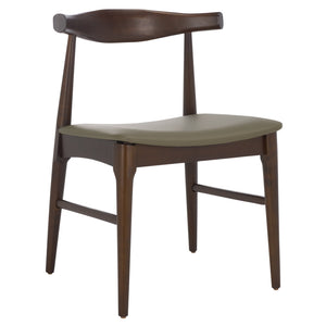 Safavieh Elbow Dining Chair - Exquisite Comfort And Timeless Elegance For Your Dining Room Décor Today! Olive ,Espresso Wood ,Pvc ,Foam Dch3301a-set2