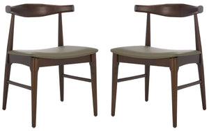 Safavieh Elbow Dining Chair - Exquisite Comfort And Timeless Elegance For Your Dining Room Décor Today! Olive ,Espresso Wood ,Pvc ,Foam Dch3301a-set2