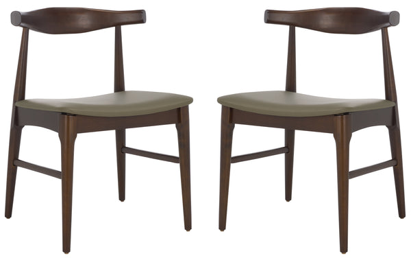 Safavieh Elbow Dining Chair - Exquisite Comfort And Timeless Elegance For Your Dining Room Décor Today! Olive ,Espresso Wood ,Pvc ,Foam Dch3301a-set2