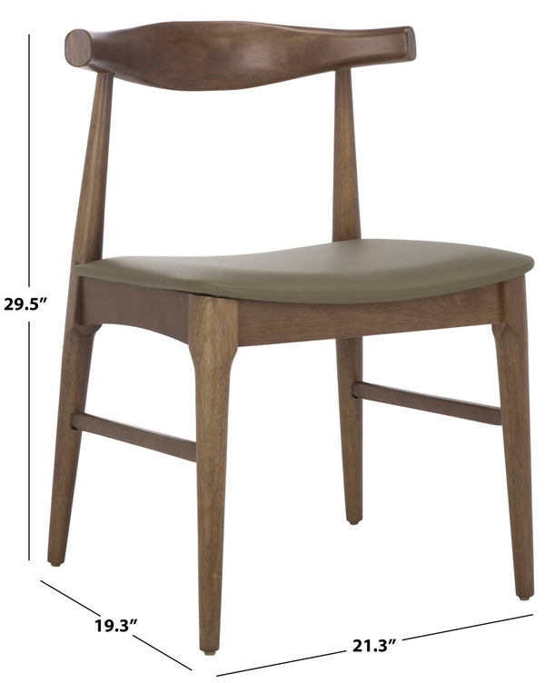 Safavieh ELBOW Dining Chair – Modern Comfort with Elegant Design for Dining Rooms and Multi-Purpose Spaces Olive / Walnut DCH3301B-SET2